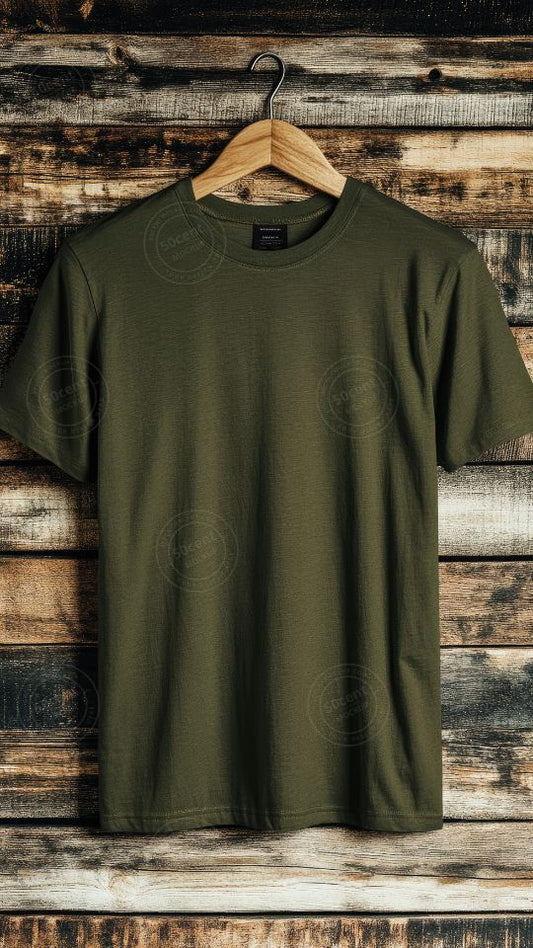 T-shirt hang on wooden background | T-shirt mockup