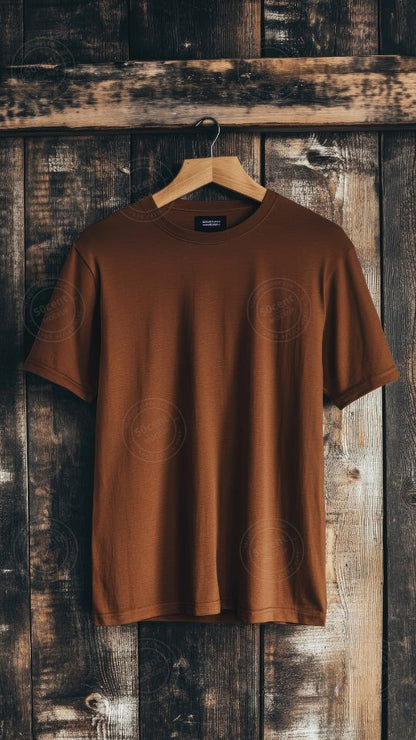 T-shirt hang on wooden background | T-shirt mockup