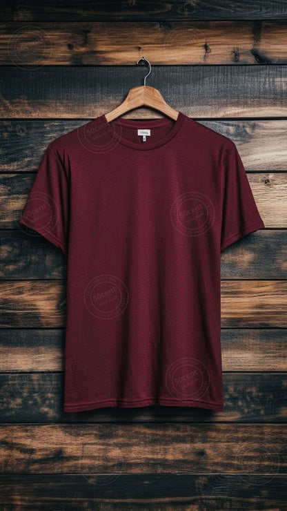 T-shirt hang on wooden background | T-shirt mockup