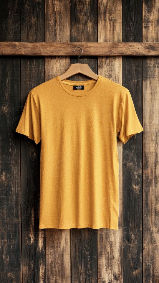 T-shirt hang on wooden background | T-shirt mockup